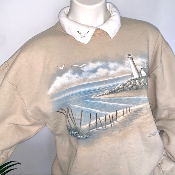 v i n t a g e :: Nautical Coastal Collared Morning Sun Graphic Sweatshirt - Picture 2 of 14
